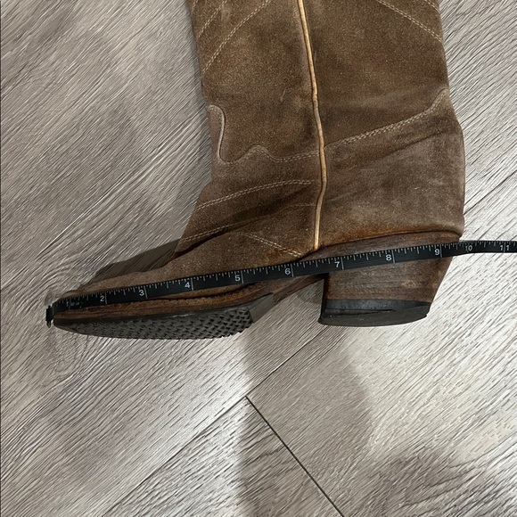 VINTAGE COWBOY BOOTS 80s buckskin leather interior vibram soles COWGIRL WESTERN - Picture 14 of 16